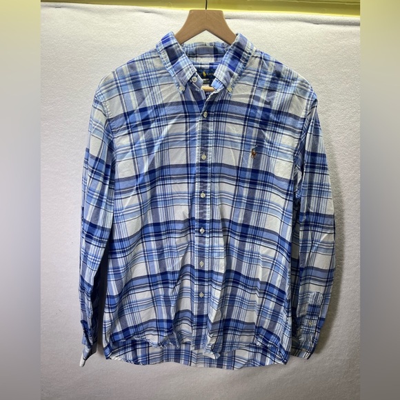 Ralph Lauren Classic Fit Flesh Pony Button Down Shirt Mens L Plaid Casual 2172 - Picture 1 of 7